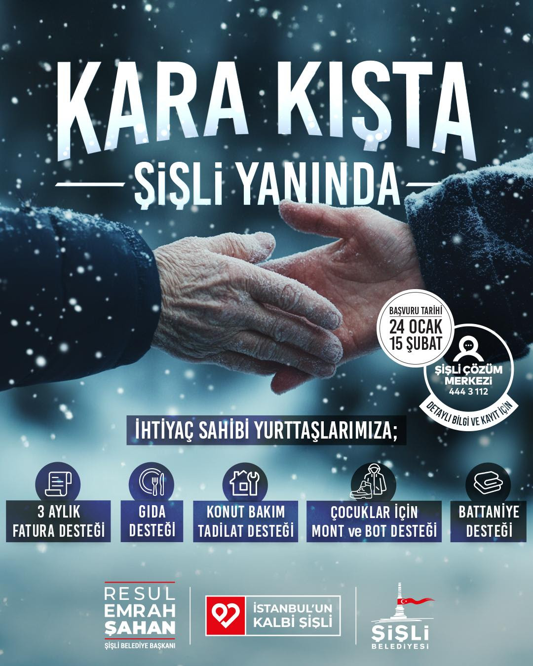 Şişli Belediyesi Kara Kışta, Şişli'linin Yanında! Güçlü dayanışma ile zorlukları birlikte aşıyoruz. dedi.