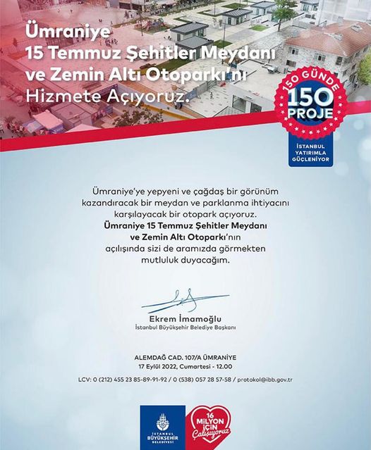 İBB den Ümraniye'ye yepyeni ve çağdaş bir görünüm kazandıracak meydan ve otopark