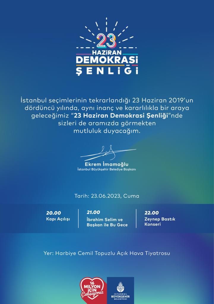 "23 Haziran Demokrasi Şenliği’ne" Davetlisiniz!