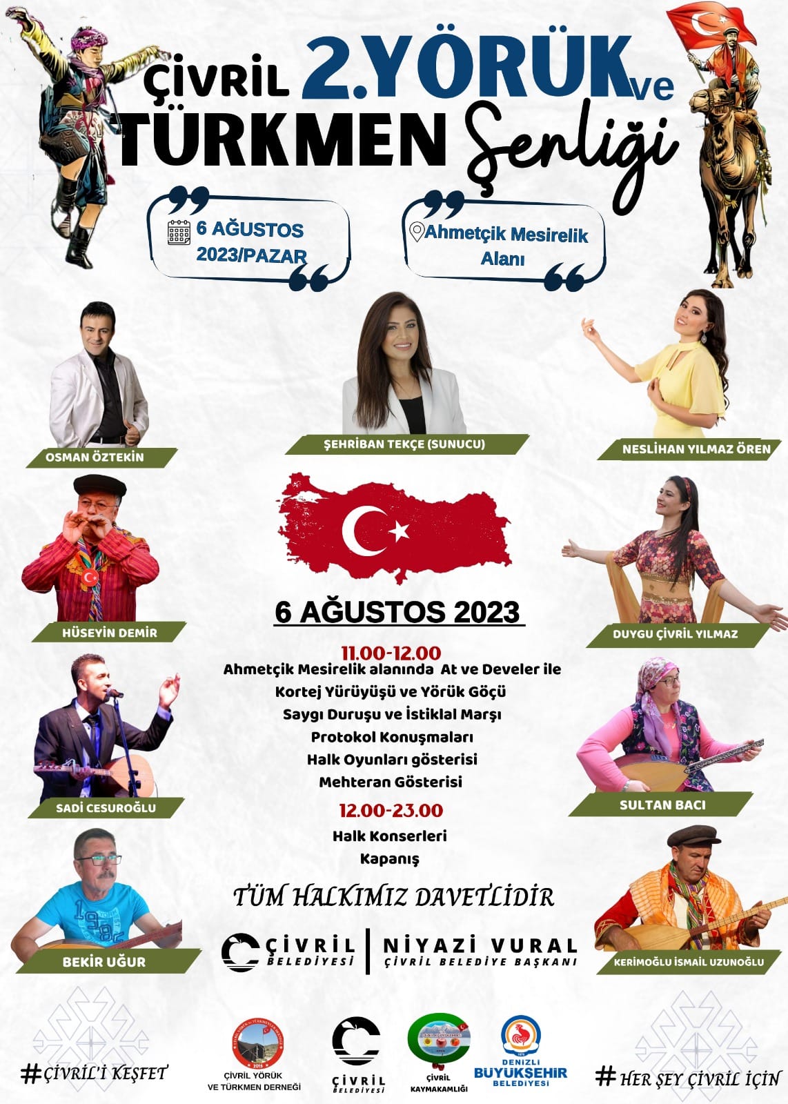Çivril 'liler 2. Yörük ve Türkmen Şenliğinde 6 Ağustos da Pazar Günü Ahmetcik Mesire Alanında Bekliyor