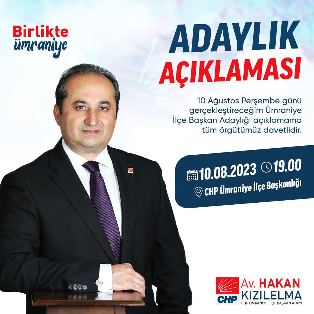 CHP Ümraniye İlçe Başkan Adayı Av. Hakan Kızılelma Biz direnişin ve devrimin örgütüyüz, biz vazgeçmeyeceğiz. "Ülkemizi Yönetmekten.