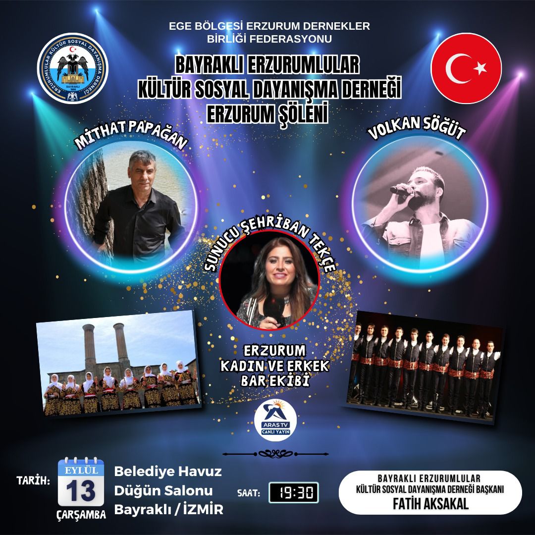ERZURUMLULAR 13 EYLÜL DE İZMİR BAYRAKLI’DA BULUŞUYOR......