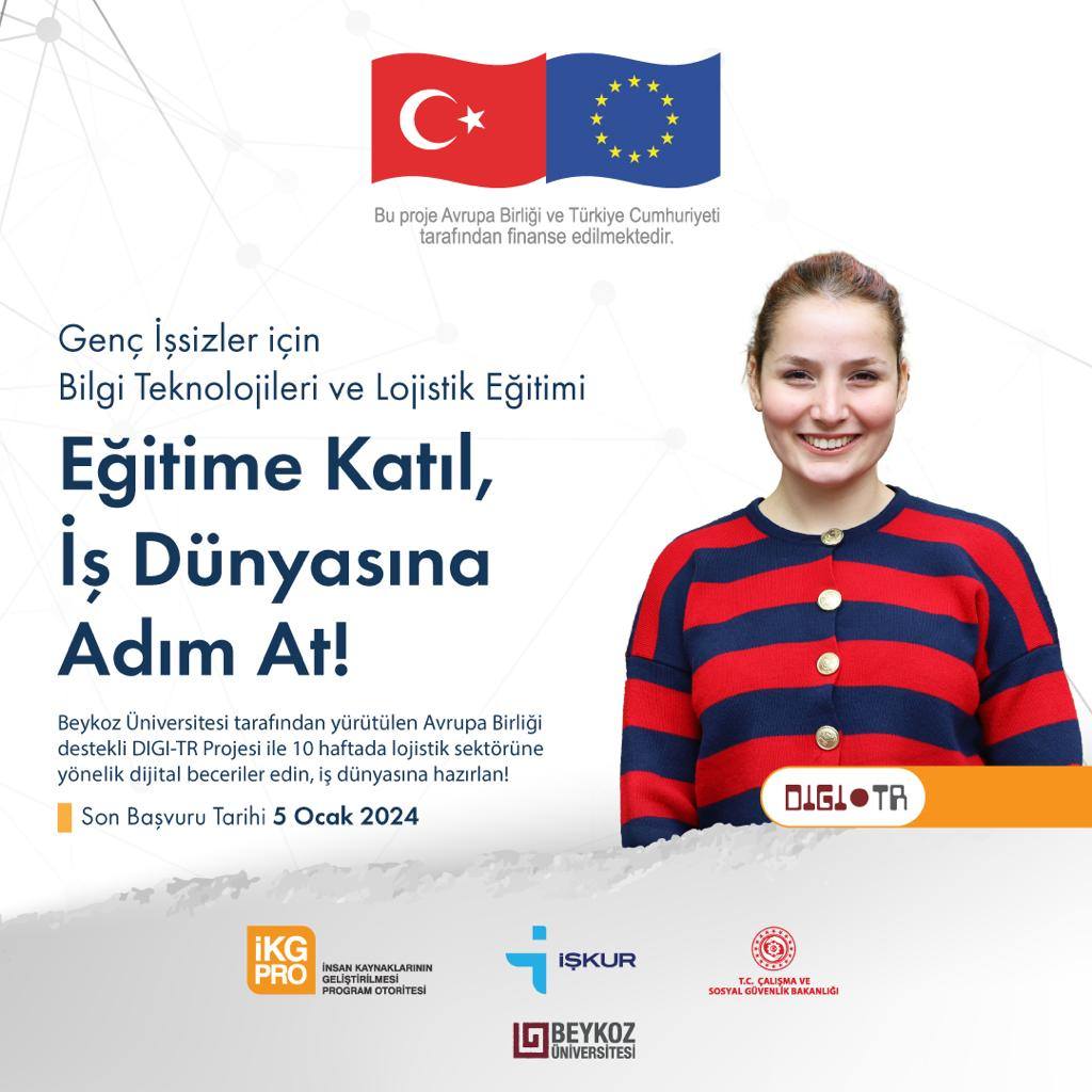 Beykoz Üniversitesinden Gençlere istihdam sağlamayı hedefleyen DIGI-TR Projesi'nde eğitimler 15 Ocak’ta başlıyor!