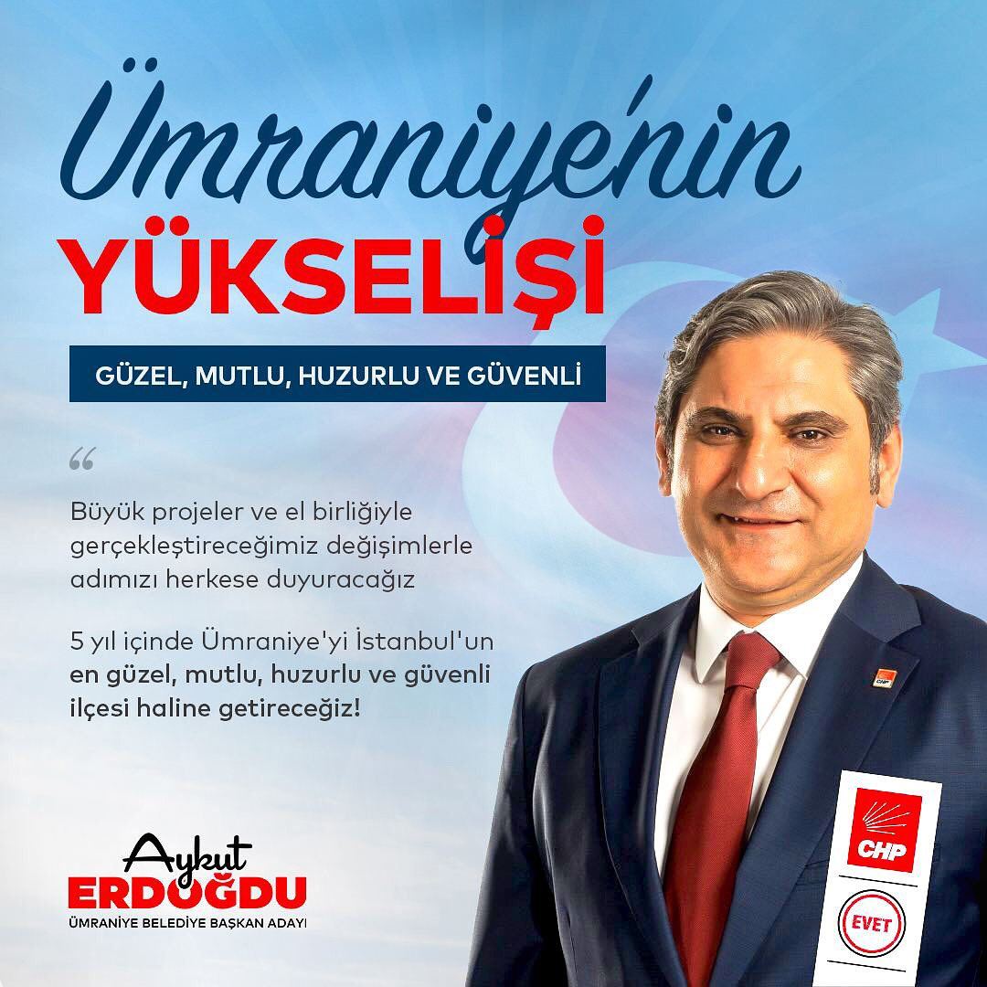 CHP ÜMRANİYE BELEDİYE BAŞKAN ADAYI Aykut ERDOĞDU Ümraniye'mizde 30 yıldır çözülmeyen imar, tapu ve kentsel dönüşüm sorununu biz çözeceğiz.