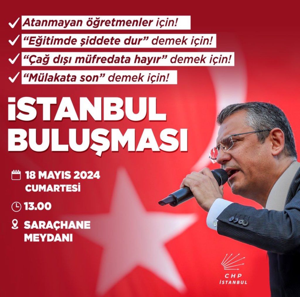 CHP, den İSTANBUL BULUŞMASI Atanamayan öğretmenler ve mülakat mağdurları için miting düzenleyecek.