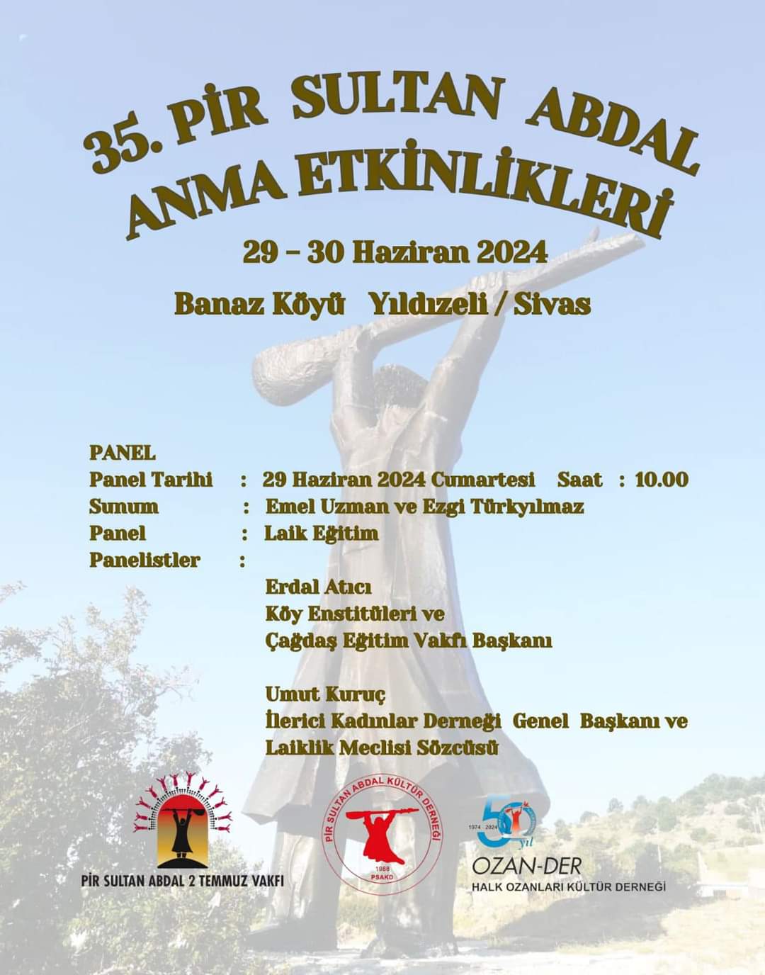 35. Pir Sultan Abdal Anma Etkinlikleri Laik Eğitim Teması ile Gerçekleşecek