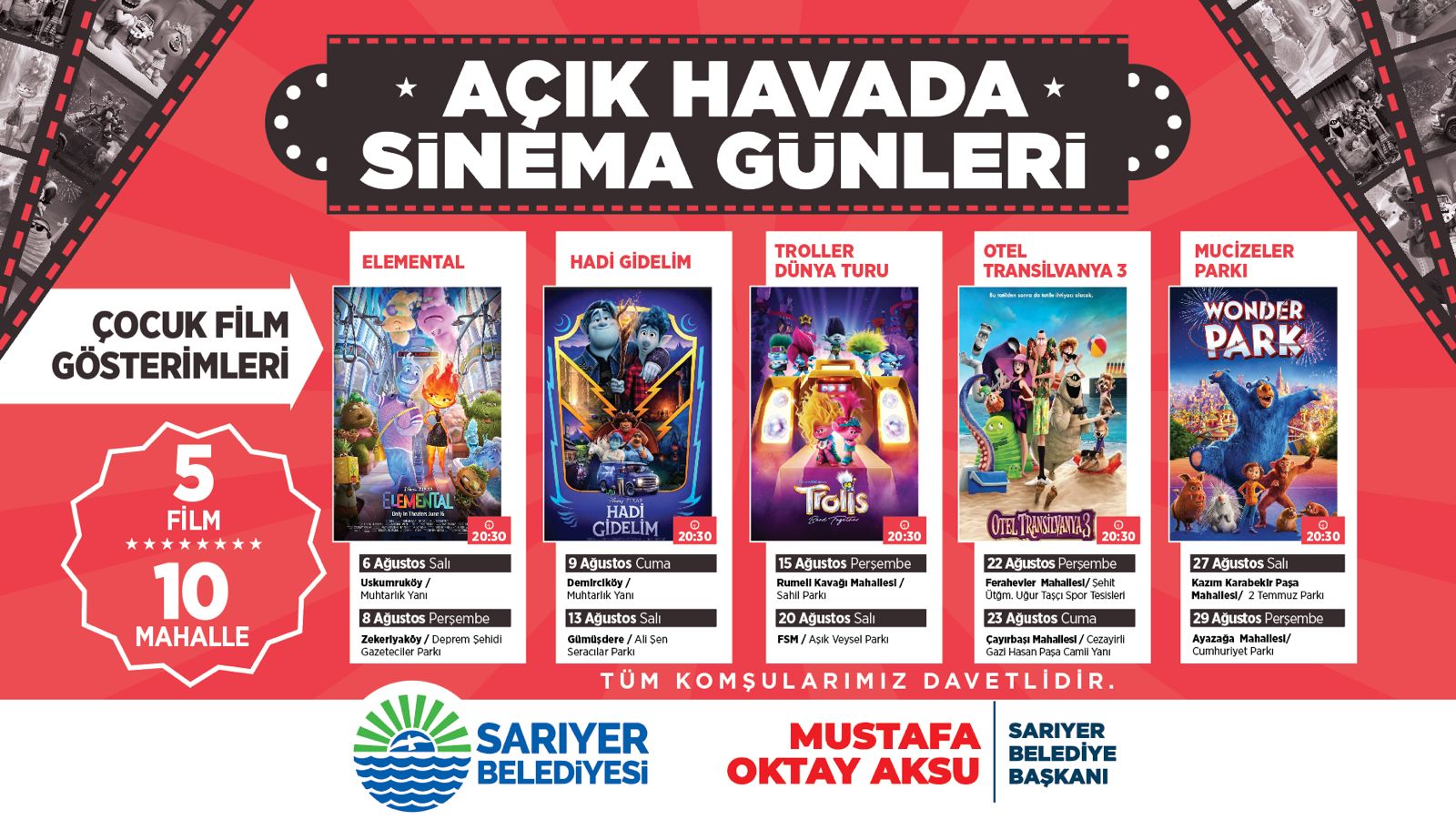 SARIYERLİ ÇOCUKLAR İÇİN AÇIK HAVADA FİLM GÖSTERİMLERİ BAŞLIYOR