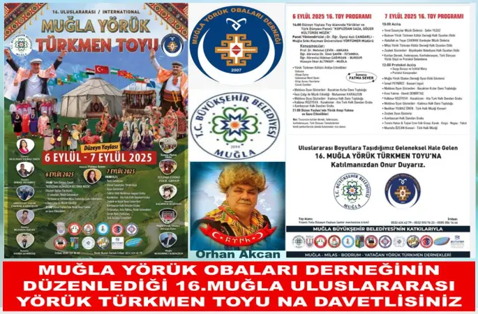 16. Uluslararası Muğla Yörük Türkmen Toyu Düzenleniyor  Düzyeyn Yaylası 6 – 7 Eylül’de Yörük kültürünün merkezi olacak