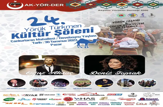 24. Akşehir Yörük Türkmen Kültür Şöleni'nde Yörük Türkmen'ler Akşehir'de Buluşuyor.