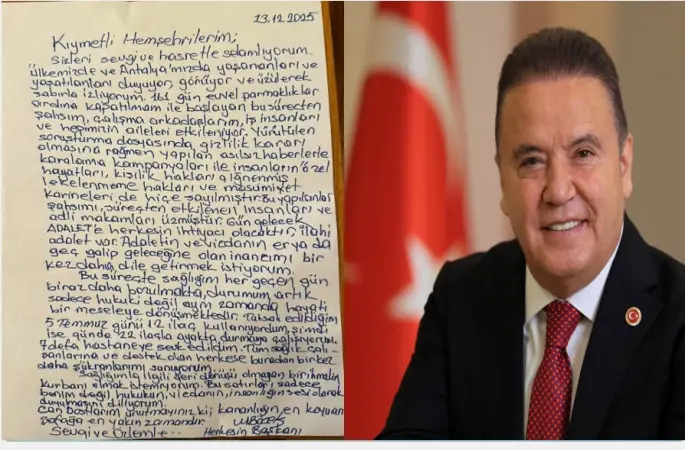 Antalya Büyükşehir Belediye Başkanı Muhittin Böcek’ten Cezaevinden Mektup: “Bu Bir Adalet ve Vicdan Meselesidir”