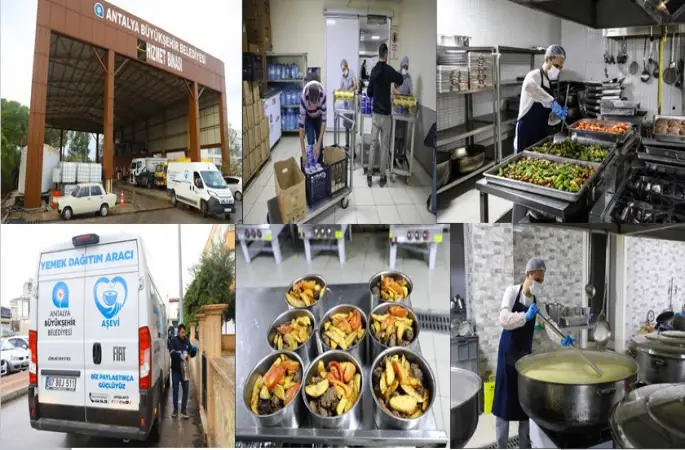 Antalya Büyükşehir Belediyesince  ihtiyaç sahiplerini yalnız bırakmıyor  Aşevinden binlerce kişiye yemek yardımı yapılıyor