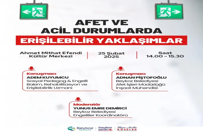 Beykoz Belediye Başkanı Alaattin Köseler’den Engelsiz Afet Bilinci Semineri Düzenliyor.