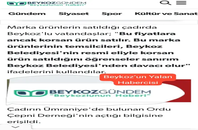 Beykoz Gündemi'nden Yeni Bir Yalan Haber Daha  Ordu Çepni Derneği'nden Açıklama Geldi