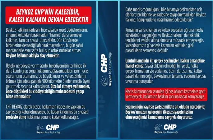CHP Beykoz İlçe Başkanlığı, Beykoz’da Siyasi Gerilim: CHP’den Sert Mesaj — “Beykoz CHP’nin Kalesidir, Öyle Kalmaya Devam Edecektir”
