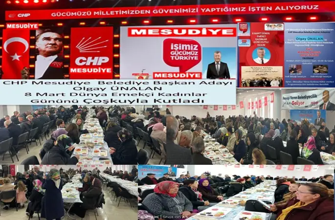 CHP MESUDİYE  İLÇE BAŞKANLIĞI 8 MART DNYA EMEKCİ KADINLAR GÜNÜNDE DÜZENLEDİĞİ ETKİNLİKTE CHP BELEDİYE BAŞKAN ADAYI OLGAY ÜNALAN  MESUDİYEYE YÖNELİK PROJELERİNİ ANLATTI