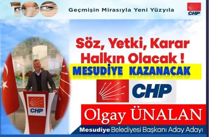 CHP MESUDİYE İLK  BELEDİYE BAŞKAN ADAY ADAYI OLGAY ÜNALAN  OLDU