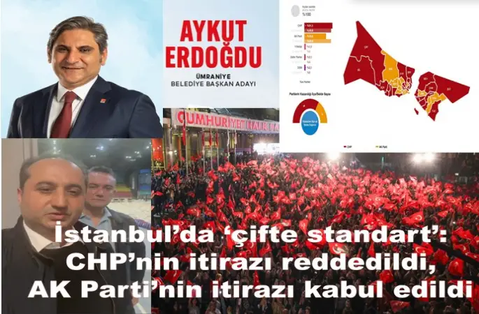 CHP Ümraniye Belediye Başkan Adayı Sn. Aykut ERDOĞDU İstanbul’da YSK dan Çifte standart’: CHP’nin itirazı reddedildi, AK Parti’nin itirazı kabul edildi dedi