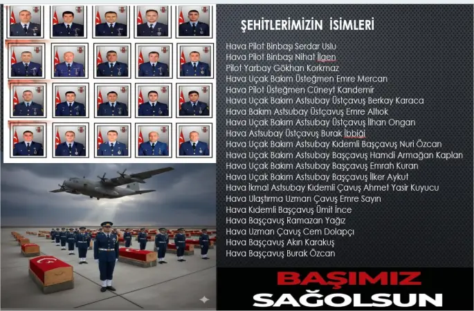 Gürcistan'da düşen kargo uçağındaki 20 şehidimizin isimleri ve memleketlerini Milli Savunma Bakanlığı  Açıkladı.