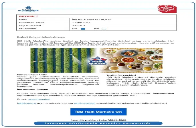 İBB Halk Market Açıldı.