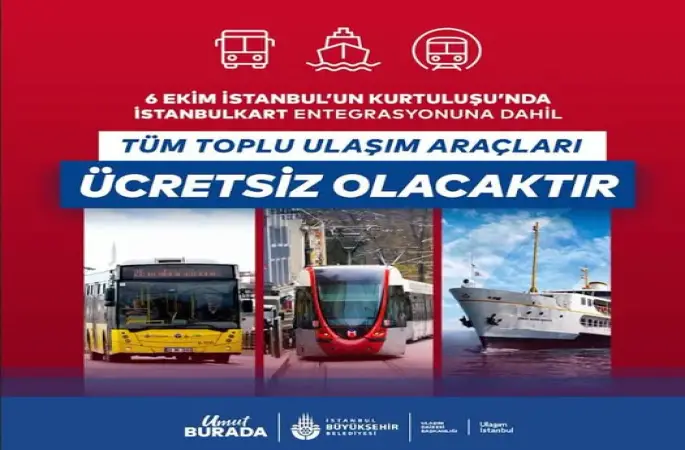İbb İstanbul Büyükşehir Belediye Başkan Vekili Sn.Nuri Aslan 6 Ekim’de Salı Günü Toplu Ulaşım Ücretsiz Olacak Dedi