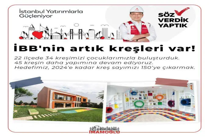 İBB, tarihinde ilk kez çocuklara kreş hizmeti veriyor.
