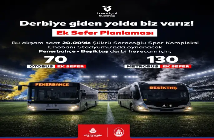 İstanbul Büyükşehir Belediyesi  Ulaşımda  İETT’ ile Kritik  Fenerbahçe - Beşiktaş Maçına Rekor Ek Sefer Desteği