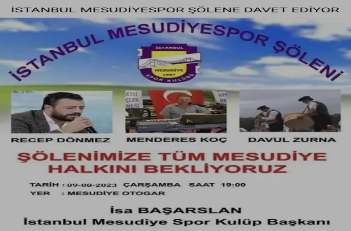 İstanbul Mesudiye Spor Temsil Ettiği Mesudiye'de Halk Konseri Düzenliyor.