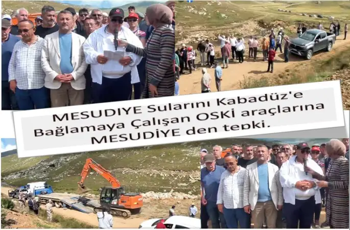 MESUDİYE Sularını KABADÜZ' e Bağlamaya Çalışan OSKİ araçlarına MESUDİYE den tepki, çalışma durduruldu!