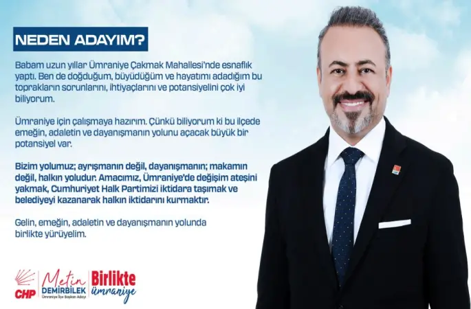 Metin Demirbilek, CHP Ümraniye Delegelerine Yol Haritasını Anlattı Bizler, Ümraniye’nin adalet ve özgürlük muhafızları olarak, partimizi Ümraniye’de iktidar yapma yolunda yürüyen kararlı kadrolarız. dedi.
