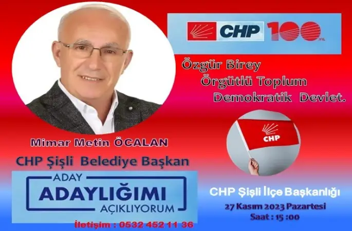 Mimar Metin ÖCALAN CHP Şişli Belediye Başkan Aday Adayı Oldu.