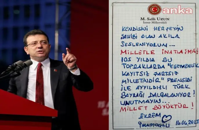 Salih Uzun, İmamoğlu'nun mesajını paylaştı: Kendisini her şeyin sahibi olarak gören akla sesleniyorum. Milletle inatlaşma mesajı gönderdi
