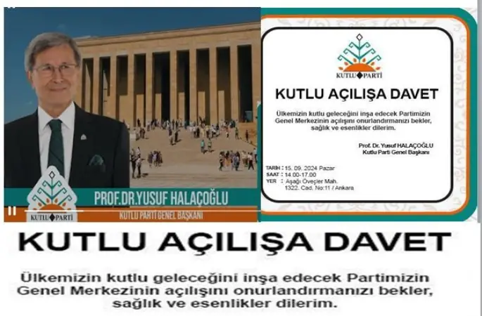 Türk siyasetinde yeni bir sayfa açılıyor! KUTLU PARTİ AÇILIŞA DAVET EDİYOR.