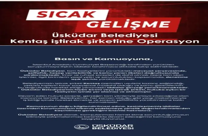 Üsküdar Belediyesinden Kamuoyuna Acıklama Geldi