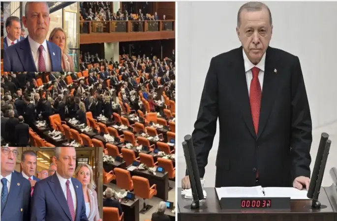 YENİ Parti, Genel Kurul Salonu’nu terk etti... Özgür Özel: “Partimize darbe yapan birini dinlemeye harcayacak vaktimiz yok